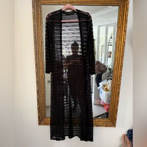 Black Sheer Long Cardigan